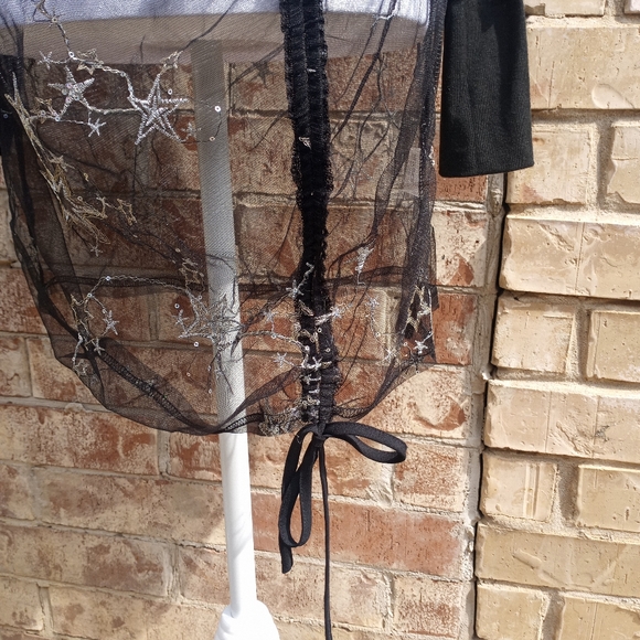 SHEIN Mesh Sheer Embellished Star Black Swim Cover-up Women Size Medium - Picture 7 of 12